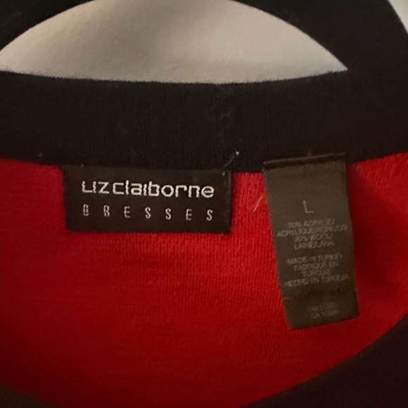 Liz Claiborne Red and Black Long Sleeve Dress - Picture 2 of 3